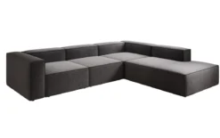 Designer Ecksofa Lesley mit langer Ottomane in Strukturstoff