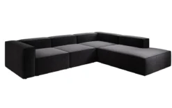 Designer Ecksofa Lesley mit langer Ottomane in Strukturstoff
