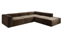 Designer Ecksofa Lesley mit langer Ottomane in Strukturstoff