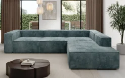 Designer Ecksofa Lesley mit langer Ottomane in Cord