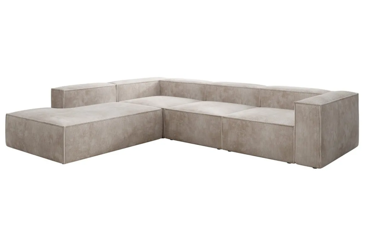 Designer Ecksofa Lesley mit langer Ottomane in Cord