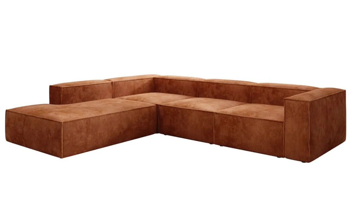 Designer Ecksofa Lesley mit langer Ottomane in Cord
