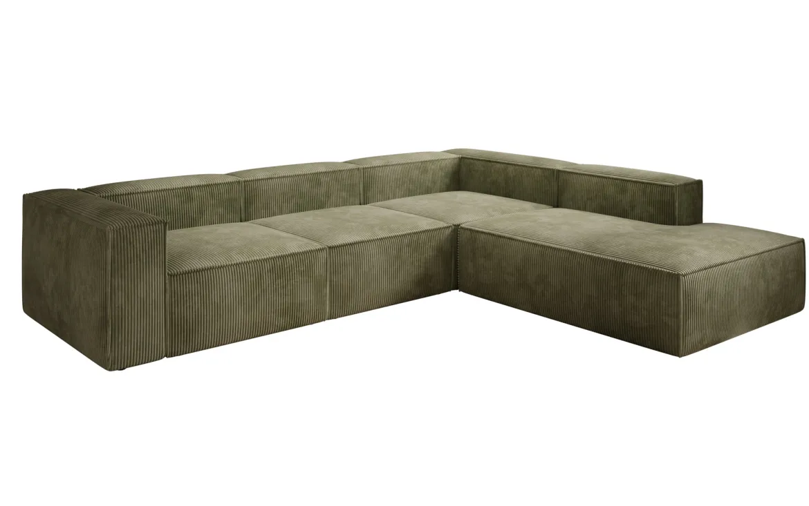 Designer Ecksofa Lesley mit langer Ottomane in Cord