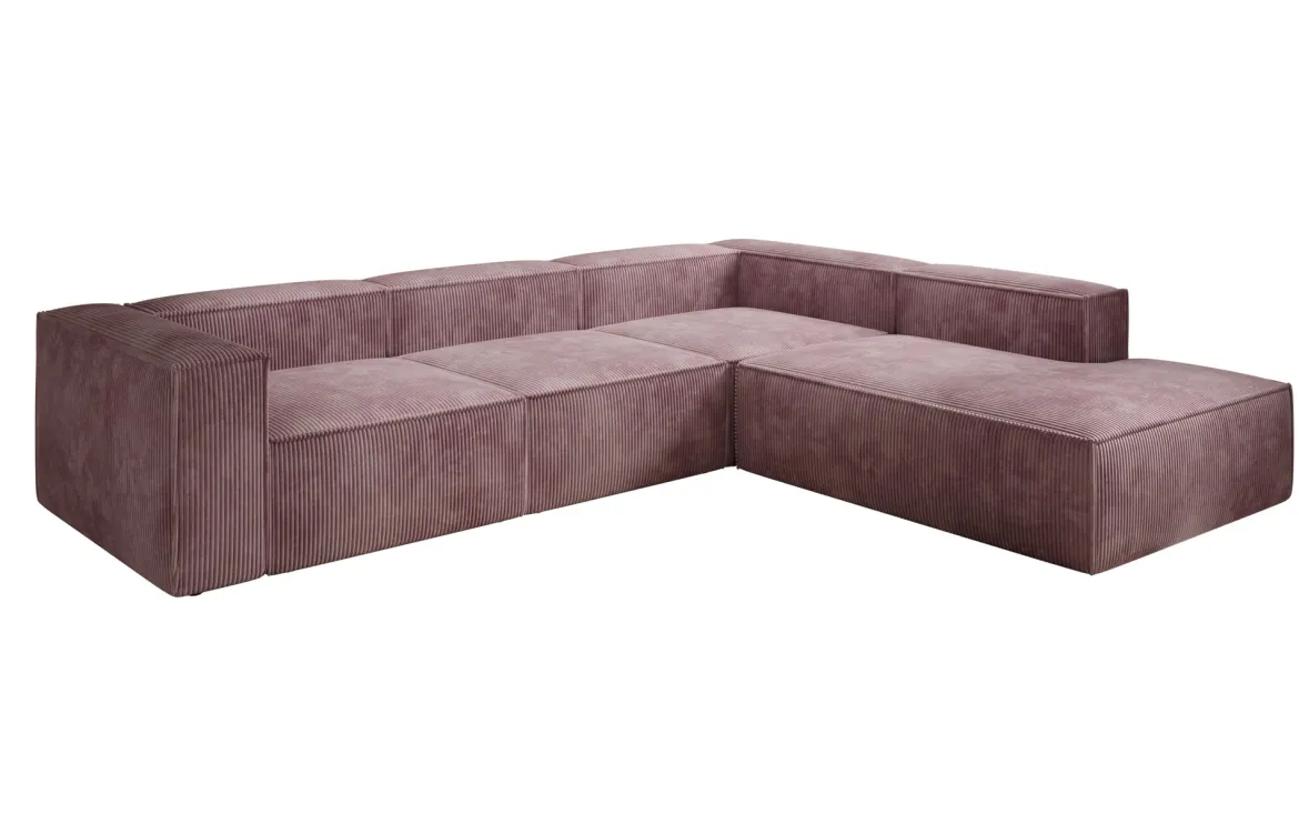 Designer Ecksofa Lesley mit langer Ottomane in Cord