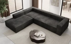 Designer Ecksofa Lesley mit langer Ottomane in Cord