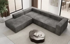 Designer Ecksofa Lesley mit langer Ottomane in Cord