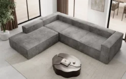 Designer Ecksofa Lesley mit langer Ottomane in Cord