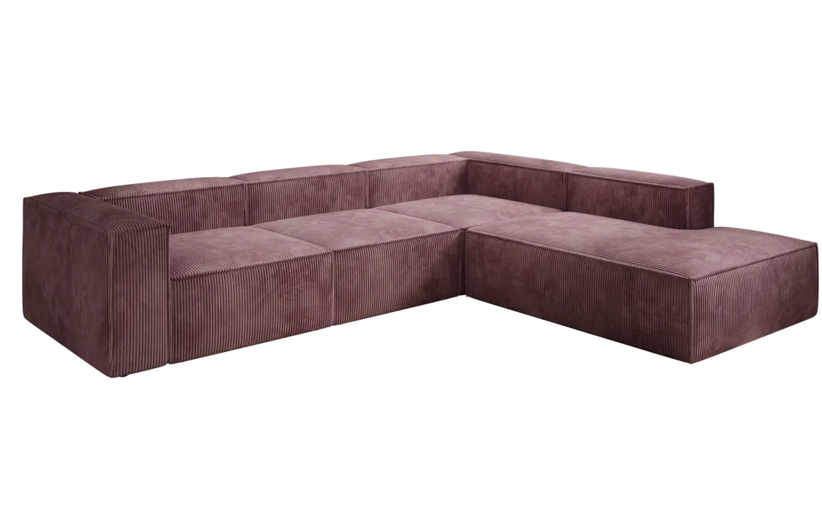 Designer Ecksofa Lesley mit langer Ottomane in Cord