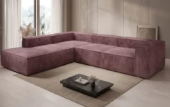 Designer Ecksofa Lesley mit langer Ottomane in Cord