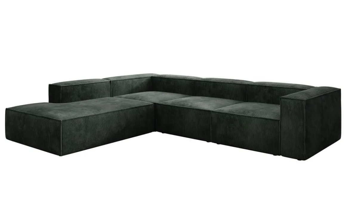 Designer Ecksofa Lesley mit langer Ottomane in Cord