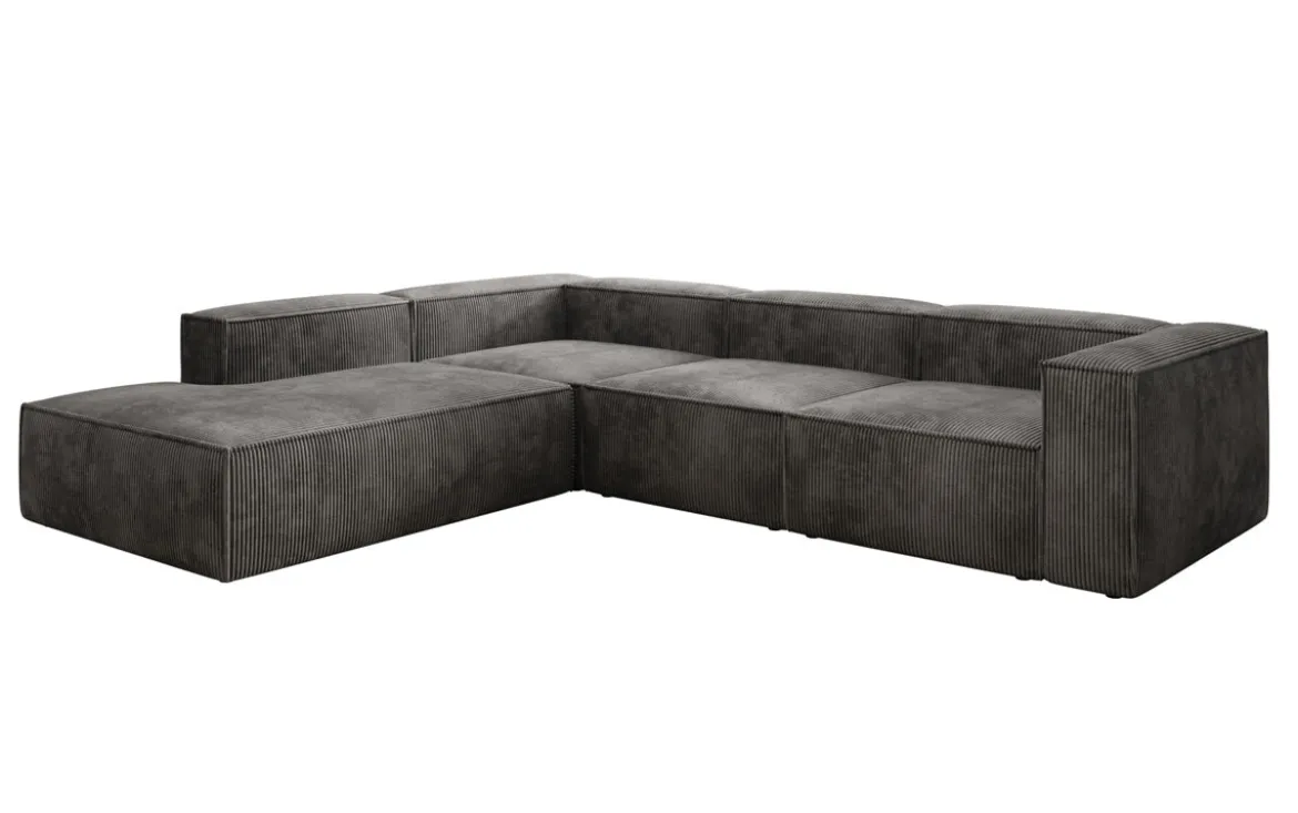 Designer Ecksofa Lesley mit langer Ottomane in Cord