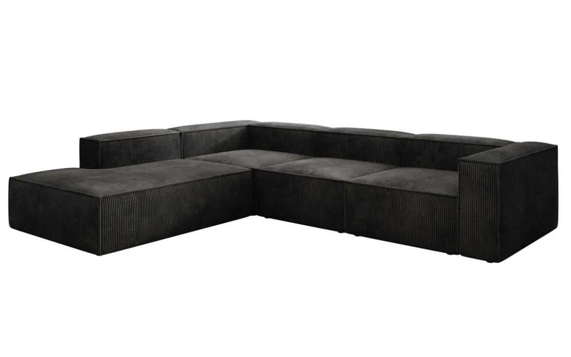 Designer Ecksofa Lesley mit langer Ottomane in Cord
