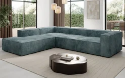 Designer Ecksofa Lesley mit langer Ottomane in Cord