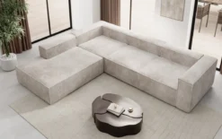Designer Ecksofa Lesley mit langer Ottomane in Cord