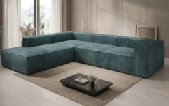 Designer Ecksofa Lesley mit langer Ottomane in Cord