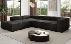 Designer Ecksofa Lesley mit langer Ottomane in Cord