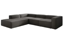Designer Ecksofa Lesley mit langer Ottomane in Bouclé