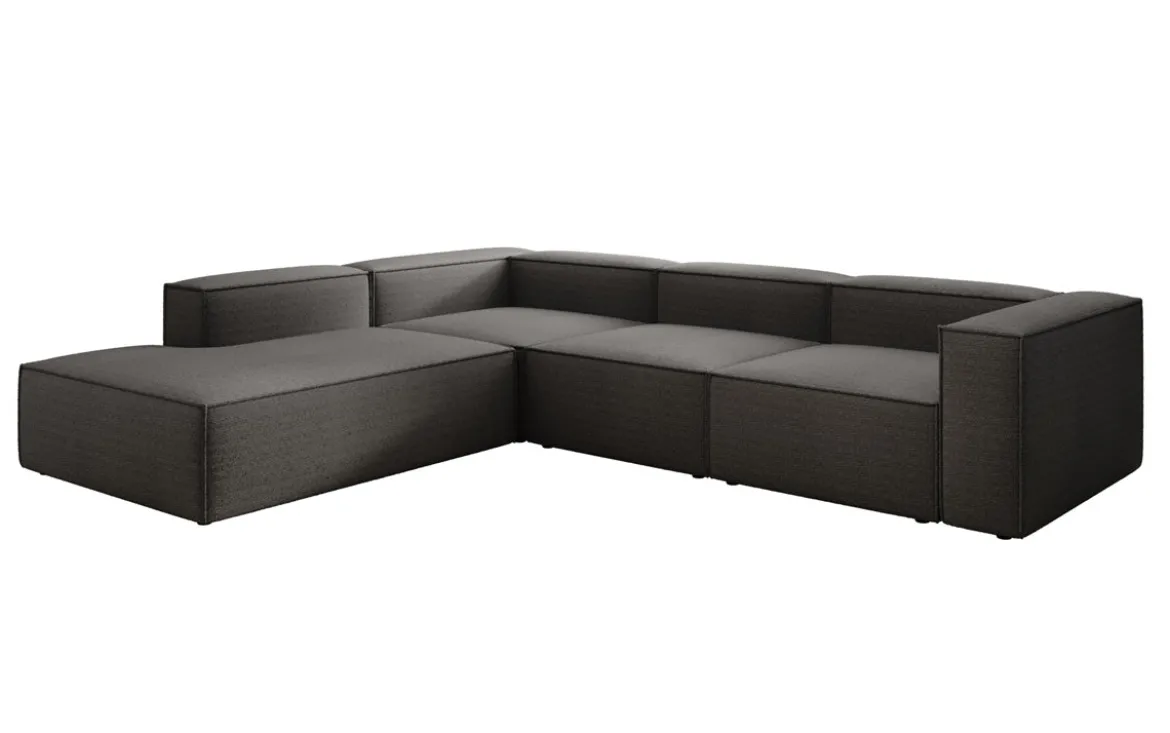 Designer Ecksofa Lesley mit langer Ottomane in Bouclé