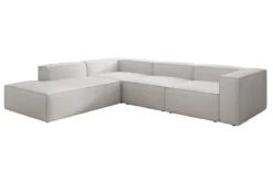 Designer Ecksofa Lesley mit langer Ottomane in Bouclé