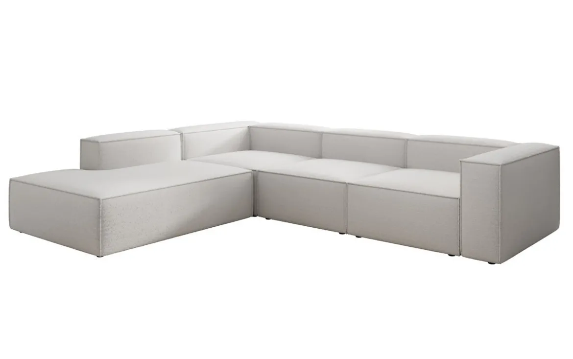 Designer Ecksofa Lesley mit langer Ottomane in Bouclé
