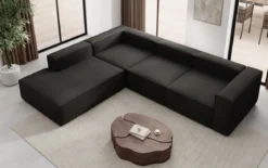 Designer Ecksofa Lesley mit langer Ottomane in Bouclé