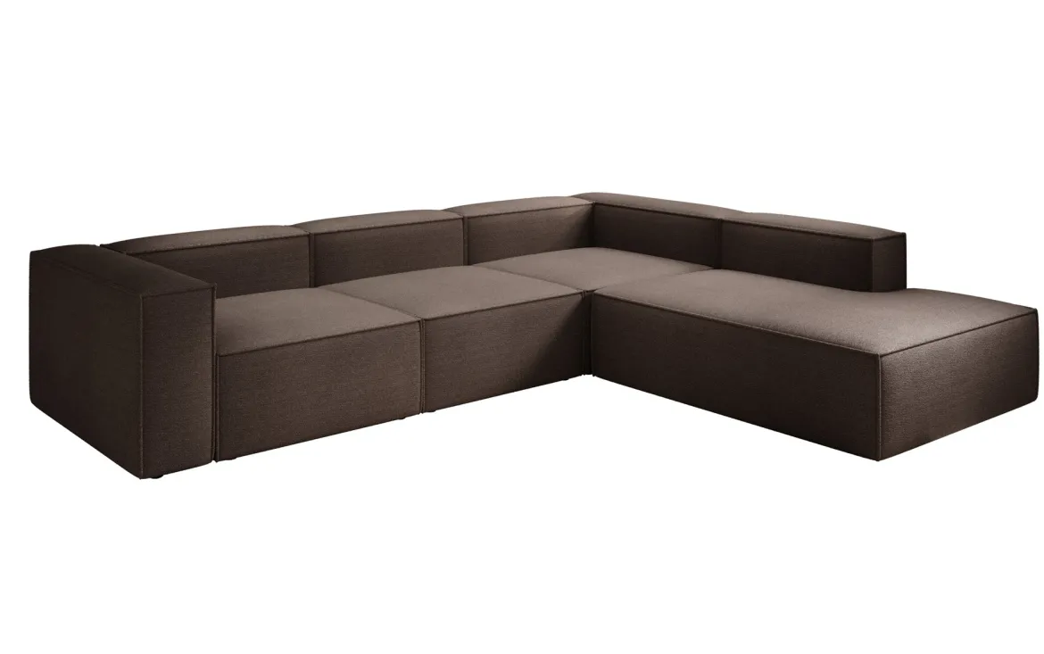 Designer Ecksofa Lesley mit langer Ottomane in Bouclé