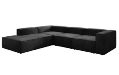Designer Ecksofa Lesley mit langer Ottomane in Samt