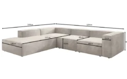 Designer Ecksofa Lesley mit langer Ottomane in Samt