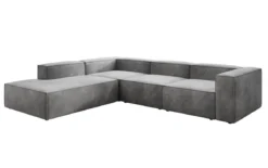 Designer Ecksofa Lesley mit langer Ottomane in Samt