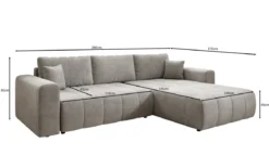 Designer Ecksofa Leveno mit Schlaf- und Klappfunktion in Samt