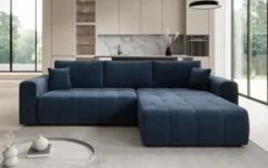 Designer Ecksofa Leveno mit Schlaf- und Klappfunktion in Samt