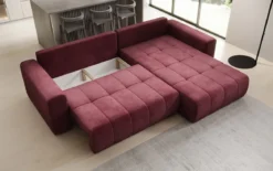 Designer Ecksofa Leveno mit Schlaf- und Klappfunktion in Samt