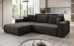 Designer Ecksofa Leveno mit Schlaf- und Klappfunktion in Samt