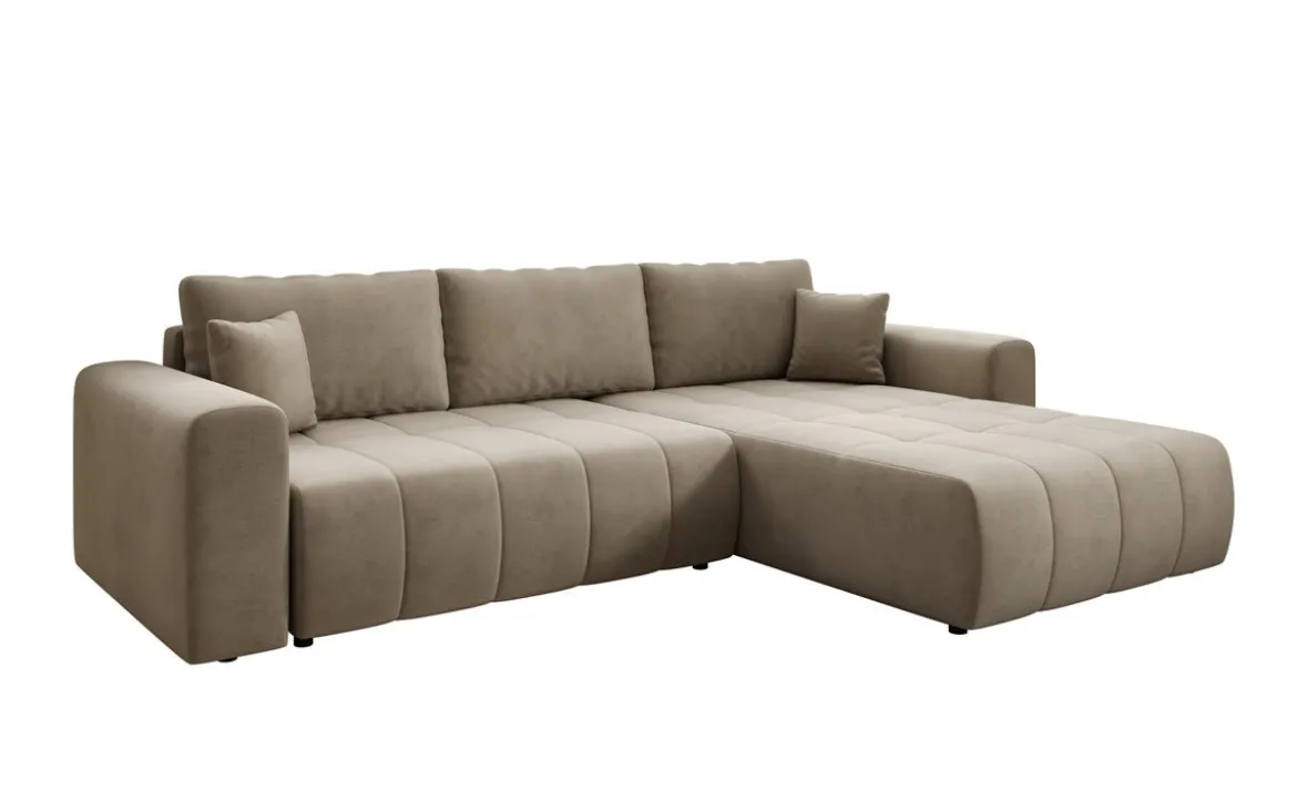 Designer Ecksofa Leveno mit Schlaf- und Klappfunktion in Samt
