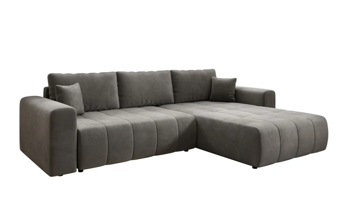 Designer Ecksofa Leveno mit Schlaf- und Klappfunktion in Samt