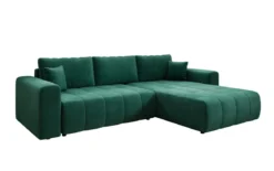 Designer Ecksofa Leveno mit Schlaf- und Klappfunktion in Samt