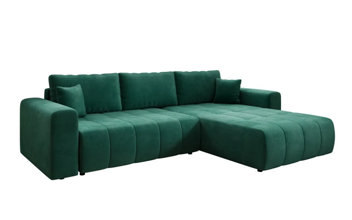 Designer Ecksofa Leveno mit Schlaf- und Klappfunktion in Samt