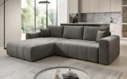 Designer Ecksofa Leveno mit Schlaf- und Klappfunktion in Samt