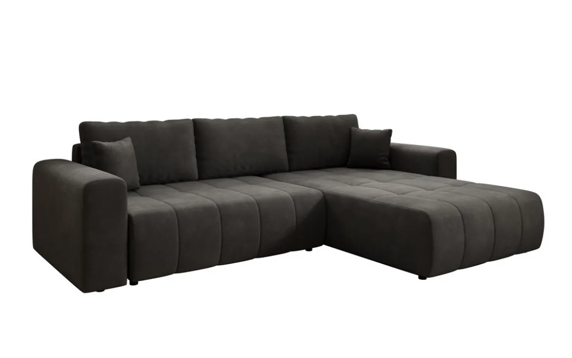 Designer Ecksofa Leveno mit Schlaf- und Klappfunktion in Samt