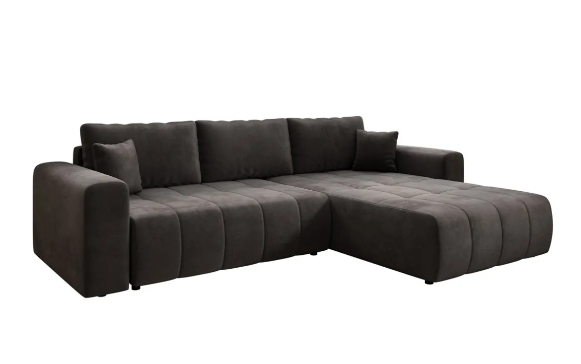 Designer Ecksofa Leveno mit Schlaf- und Klappfunktion in Samt
