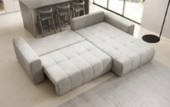 Designer Ecksofa Leveno mit Schlaf- und Klappfunktion in Samt