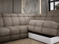 Designer Ecksofa Lima mit elektrischer Schlaffunktion in Bouclé