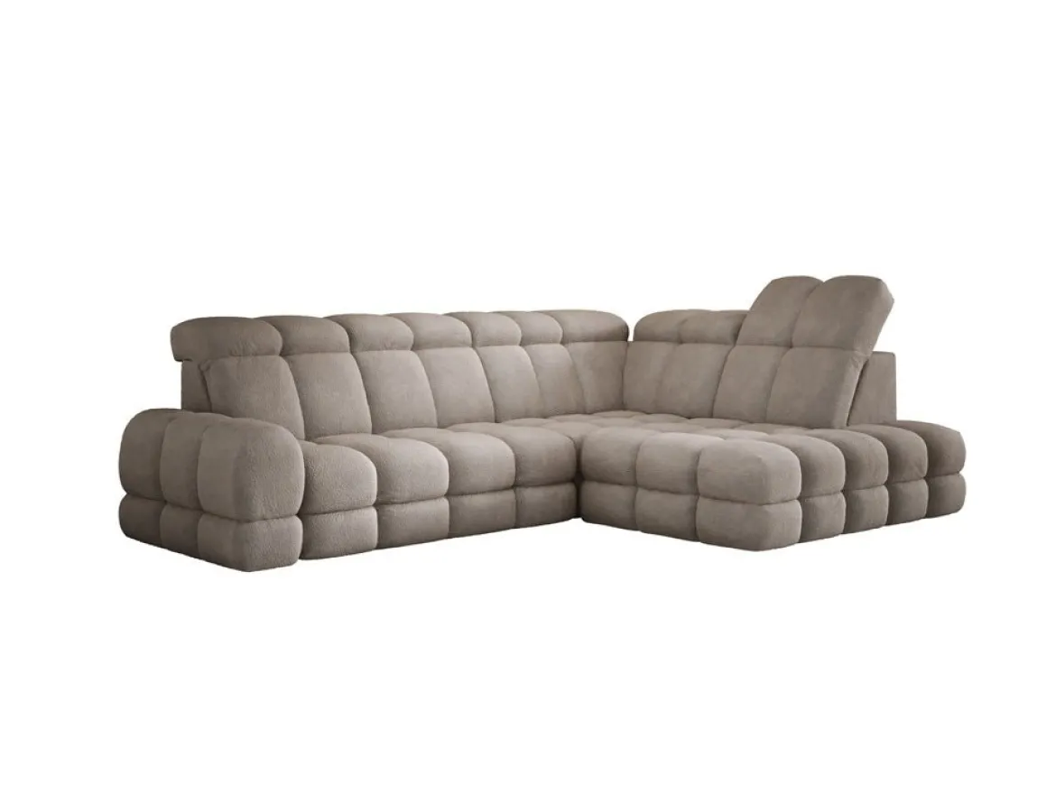 Designer Ecksofa Lima mit elektrischer Schlaffunktion in Bouclé