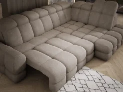 Designer Ecksofa Lima mit elektrischer Schlaffunktion in Bouclé
