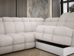 Designer Ecksofa Lima mit elektrischer Schlaffunktion in Bouclé