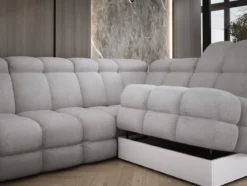 Designer Ecksofa Lima mit elektrischer Schlaffunktion in Bouclé