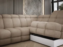 Designer Ecksofa Lima mit elektrischer Schlaffunktion in Bouclé