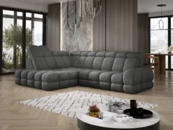 Designer Ecksofa Lima mit elektrischer Schlaffunktion in Bouclé
