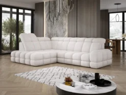 Designer Ecksofa Lima mit elektrischer Schlaffunktion in Bouclé