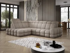 Designer Ecksofa Lima mit elektrischer Schlaffunktion in Bouclé